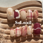 【NO.16】ワインレッド🍷　ニュアンス　チェック　ミラー　奥行き　サイズオーダー　ネイルチップ