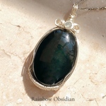 Silver925 一点物 レインボーオブシディアンペンダントネックレス♢Rainbow Obsidian ♢【魔除け/希望】