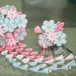 【再販】つまみ細工❁かんざし簪 髪飾り ♡恋は淡いピンク＆水色♡２点セット★日本髪和装花火卒業式結婚式七五三浴衣着物振袖成人式前撮り