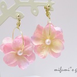 紫陽花イヤリング ピアス ピンク
