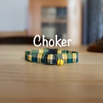 《チョーカー》リバティ タータンチェック イエロー＆グリーン　猫の首輪