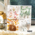 送料無料【S681コラージュ素材】海外PETシール  植物　花　ジャンクジャーナル　おすそ分け