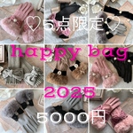 5点限定♡ 5千円福袋  happy bag2025 　春夏秋冬セット　ベロアリボン　シュシュ　手袋　ファーマフラー カゴバッグ