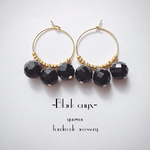 -Black onyx-天然石のフープピアス