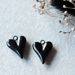 【64】New❣ステンレスハートチャーム★2個★ブラック