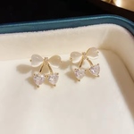 ラスト1点◆ Cherry AuroraWhite earring サクランボ　さくらんぼ　イヤリング　フルーツ　果物　夏　限定　AKKA 可愛い　金属アレルギー　ノンホールピアス