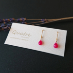 フューシャピンクカルセドニー【Pink Chalcedony】 ひと粒ピアス