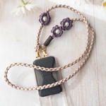 15】送料込！パラコード・くすみカラー・ピンクベージュ×パープル【スマホをもっと身近に！おしゃれで便利なスマホショルダー】