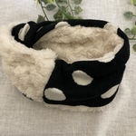 ハンドメイド☆犬用ネックウォーマーマフォン黒白ドット大ファＳサイズリバーシブル