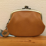 【m様ご予約品】小鳥チャームのついた、本革ぺたんこ親子がま小銭入れ