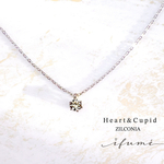 送料無料！つけっぱなしOK❗ 〜上質な輝き〜Heart ＆ Cupidダイヤモンドカット 一粒ネックレス サージカルステンレス