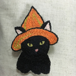 猫ねこネコブローチ ハロウィン 刺繍 黒猫