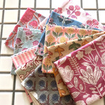 インド ブロックプリント生地 ミニカットクロス10枚セット09暖色系 [W34XH40cm]ファブリックIF0144