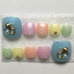  パステル カラフル ラメ シェル フットネイル