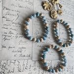 【1連20コセット】JIRI＊IVANA#czech beads#チェコ ビーズ　bicone7✖️8㍉ ivory＊light blue mixassort/copper