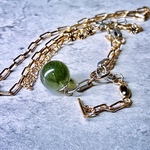 一点物14kgf×シルバー925☆高品質大玉グリーンルチルクォーツ(緑針水晶)のマンテルチェーンネックレス送料無料