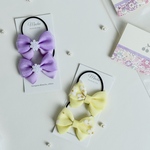 【2種セット/選べる♡ツインヘアゴム】キッズ リボン ツインテール パステルカラー チュール 小花柄 オーガンジー 幼稚園 小学生 女の子 誕生日 発表会 ドレス プリンセス プレゼント