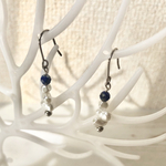 【SALE】New🔹天然石ラピスラズリとパールのピアス／ラピスラズリ／パール／ピアス／天然石／ステンレス／シルバー  ￥1700→￥1300