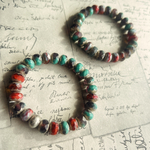 【1連25コセット】JIRI＊IVANA#czechbeads#チェコ ビーズ　rondel9✖️6㍉ red amethyst turquoise  irregularmix/silver