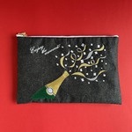 Celebration 刺繍フラットポーチ　シャンパンver