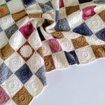 【1点物】グラニースクエアの手編みブランケット