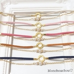 再販15❣【人気作品 Sale🌸】永遠〜サークル スウェードブレスレット2連♡全13色♪春夏/母の日プレゼント/ペア刻印/フラワーギフト ミモザ         