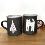 マグカップ　猫のクリスマスカップ　ビアカップ　コーヒーカップ　陶器