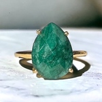 synthetic エメラルド　ドロップリング　silver925＋K18GP