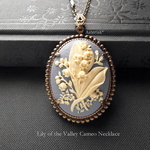 幸せの花 すずらんカメオ 40×30mm Lily of the Valley Cameo Necklace (AB)