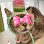 雛祭り.桃の節句.ひし餅.3月.ニット帽.猫.被り物.コスプレ毛糸ハンドメイド