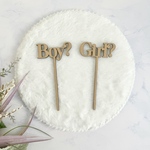 木製ジェンダーリビール ケーキトッパー typeE Boy Girl