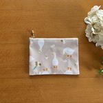 ラミネート　ラミネートポーチ　ミニミニポーチ　動物柄　アヒル　ベージュ