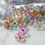 期間限定SALE【10㌘/3㍉×6㍉】【bg-fp-83】❁ファルファーレ/ピーナッツビーズ❁スモーキーカラーシルバーインサイド❁mixカラーシルバーライン❁