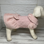 （再)犬服ボア衿袖スカートアラン風ニットワンピース