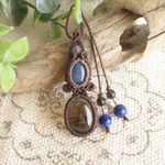 【∞大地と意志のエネルギー∞】スモーキークォーツとカイヤナイトのマクラメペンダント〈CP039〉