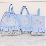 【お名前刺繍】　レッスンバッグ　上履き入れ　3点セット　入園セット　入学セット　入園入学　オーダー　名入れ　リボン　体操服袋