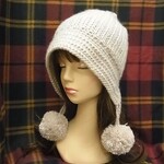 ニット帽 ニットキャップ　モヘア ベージュ 小顔効果　#minne_new