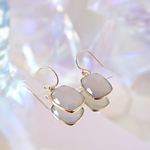 14KGF/ AQUA GREY CHALCEDONY MIXING EARRINGS