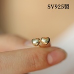 SV925　ゴールド シルバー　膨らむ　ハート　ミニピアス　小ぶり　小さめ　つけっぱなし　セカンドピアス　ニッケルフリー　金属アレルギー対応