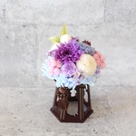 夏の仏花 小さなお仏壇用 パープル系のお供え花 仏花  夏のお供え花 造花に抵抗のある方へ お供え花 仏壇の花 プリザーブドフラワー お仏壇用 供養花 お供え  ご先祖様をお悔やみする