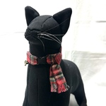 ＜猫首輪＞タータンチェックのにゃんこマフラー・レッド