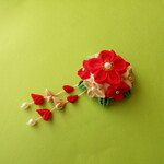 【再販】ベビークリップ　❀手毬❀《赤Ⅶ》つまみ細工　お宮参り　初節句　ひなまつり　七五三　お正月