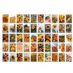 切手風　お花のフレークシール　50枚　golden time　[AY206]  