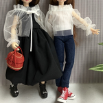 チュール革紐付き2wayアウター☆22センチドール洋服［ドール服］白☆トップス