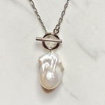 パール新入荷✨虹色✨大粒バロックパール1粒ネックレス✨選べる14kgfチェーン&マンテル