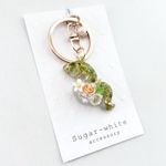 🉐🐍 Plump Snake key ring ✵ むっちりヘビさんの華やかキーリング  【スターフラワー×金箔】ドライフラワー 花柄 