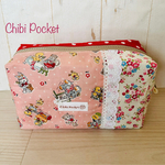 yuuko1990様専用オーダー作品（m31）切替ガーリー柄がかわいい大きめなペンケース