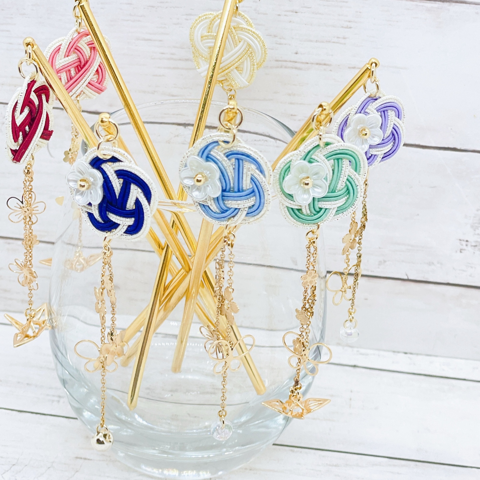 水引 全7色｜梅結びの一本簪｜大正ロマン 着物女子 花火大会 - wakaba