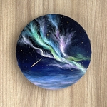 15cm丸✴︎アクリル画《原画》✴︎ 幻想のオーロラ ✴︎