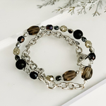 【天然石使用】Smoky Quartz＆onyx 🤎🖤スモーキークォーツ(煙水晶)＆オニキスとチェコビーズのブレスレット